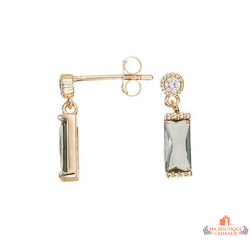 Boucles d'Oreilles Plaqué Or Motif Pierre en Verre Verte 14mm de Carla Nogueres - Garantie 2 ans