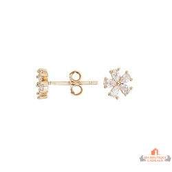 Boucles d'Oreilles Plaqué Or Motif Fleur en Oxyde de Zirconium de Carla Nogueres - Garantie 2 ans