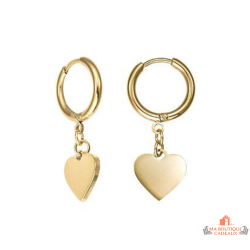 Boucles d'Oreilles Fantaisie Acier Doré Motif Cœur - Carla Nogueres | Garantie 2 ans