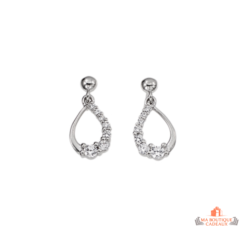 Boucles d'oreilles en argent 925/1000 avec goutte en oxyde de zirconium - Carla Nogueres - Garantie 2 ans