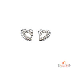 Boucles d'oreilles en argent 925/1000 motif cœur en oxyde de zirconium - Carla Nogueres - Garantie 2 ans