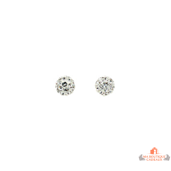 Boucles d'oreilles en argent 925/1000 avec boule en oxyde de zirconium - Carla Nogueres - Garantie 2 ans