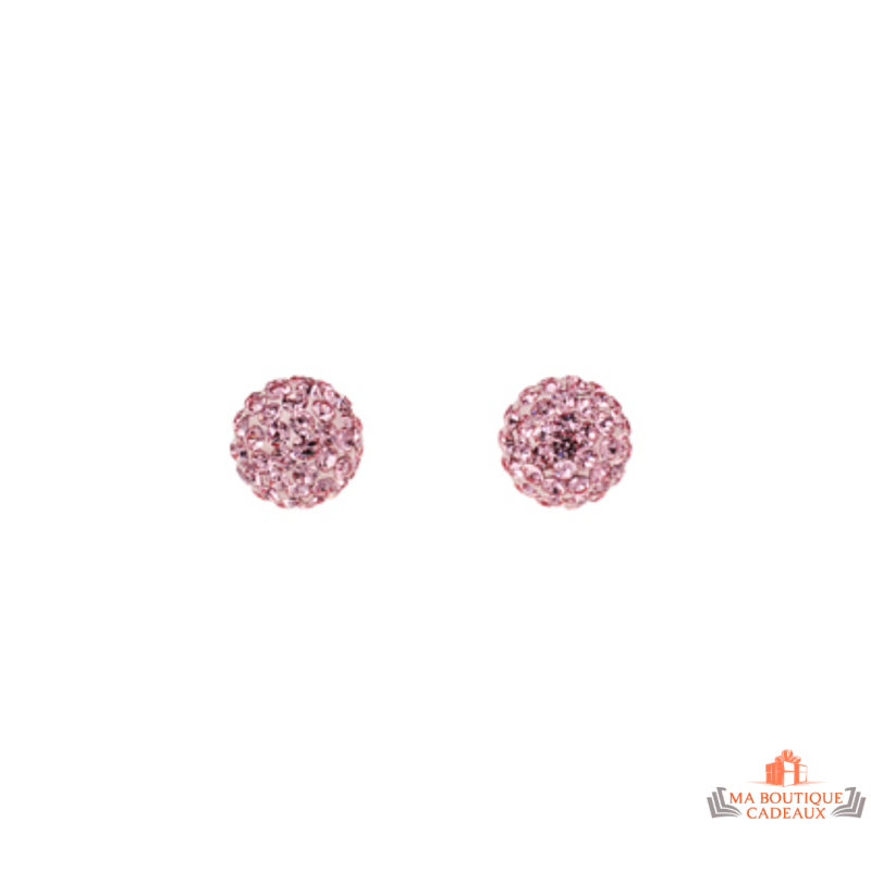 Boucles d'oreilles en argent 925/1000 avec boule rose en oxyde de zirconium - Carla Nogueres - Garantie 2 ans