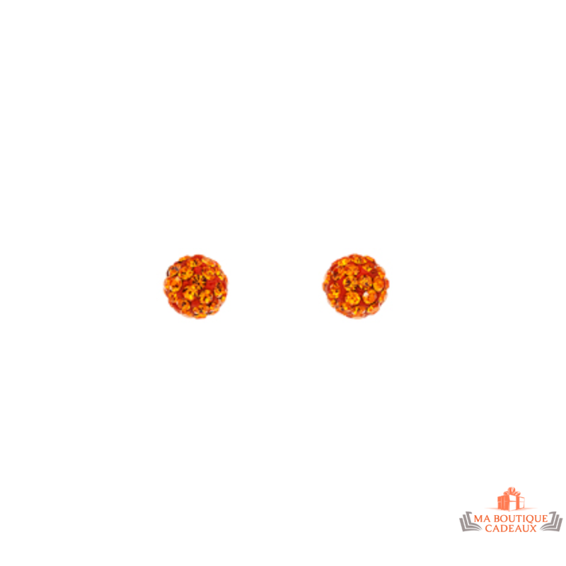 Boucles d'oreilles en argent 925/1000 avec boule orange en oxyde de zirconium - Carla Nogueres - Garantie 2 ans