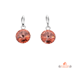 Boucles d'oreilles en argent 925/1000 avec cristal rose Swarovski - Carla Nogueres - Garantie 2 ans