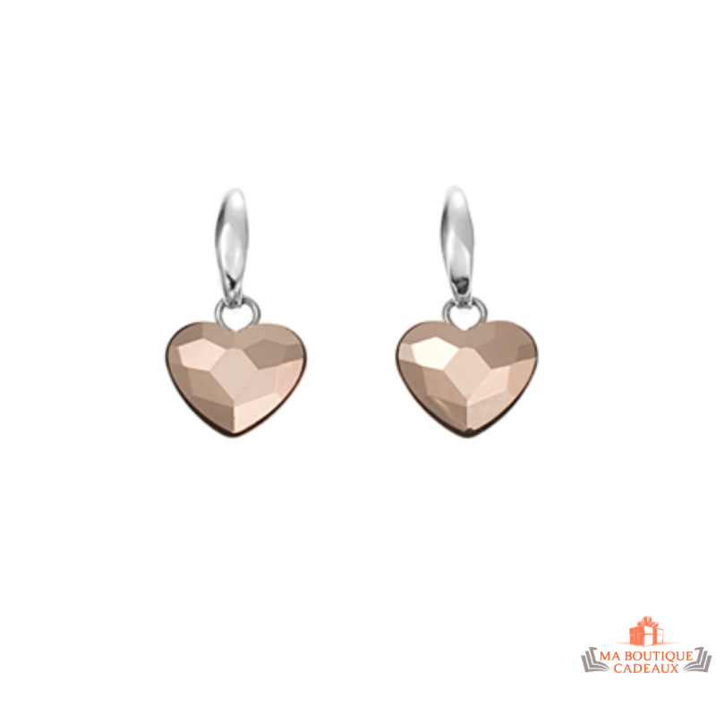 Boucles d'oreilles en argent 925/1000 motif cœur Swarovski - Carla Nogueres - Garantie 2 ans