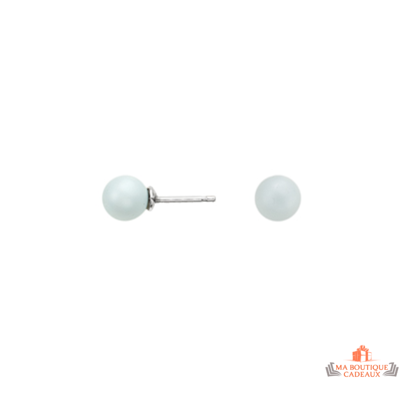 Boucles d'oreilles en argent 925/1000 motif perle bleue - Carla Nogueres - Garantie 2 ans