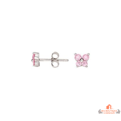 Boucles d'oreilles papillon rose en argent 925/°° de Carla Nogueres, garantie 2 ans, idéales pour enfants