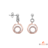 Boucles d'oreilles pendantes double cercle en argent 925/°° rosé, fermoir papillons, marque Carla Nogueres, garantie 2 ans