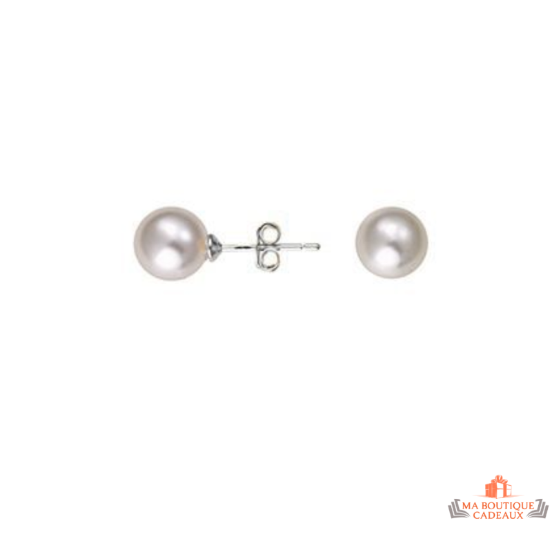 Boucles d'Oreilles Perle Blanche 8mm Argent 925/°° - Carla Nogueres Garantie 2 ans