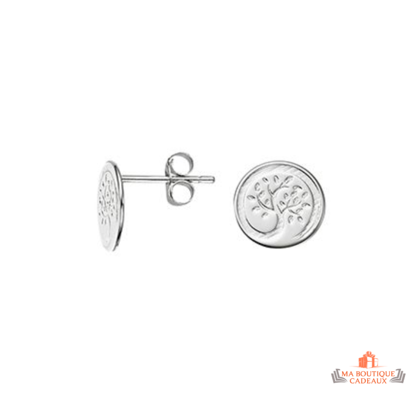 Boucles d'oreilles Carla Nogueres en argent 925/°°, motif Arbre de Vie, garantie 2 ans
