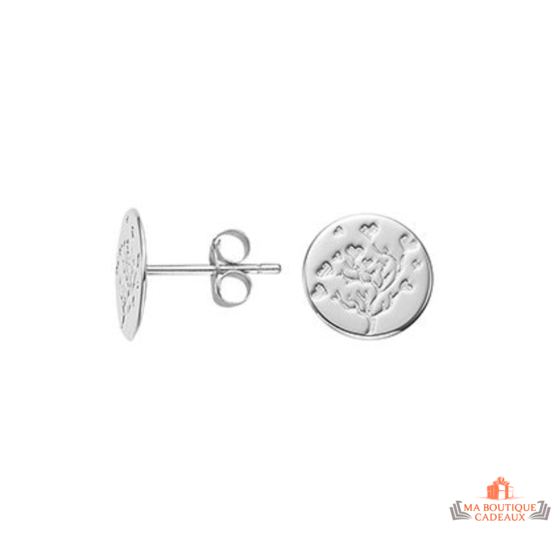 Boucles d'oreilles Carla Nogueres en argent 925/°°, motif Arbre de Vie, garantie 2 ans
