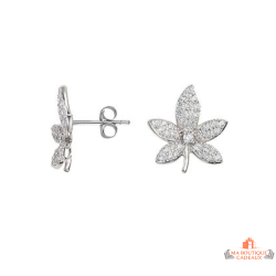 Boucles d'oreilles Carla Nogueres en argent 925/°°, motif fleur oxyde de zirconium, garantie 2 ans