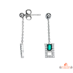 Boucles d'oreilles Pendante Rectangle Vert Carla Nogueres en argent 925/°°, garantie 2 ans