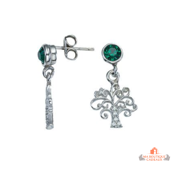 Boucles d'oreilles Arbre de Vie avec Pierre Verte Carla Nogueres - Garantie 2 ans