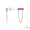 Boucles d'Oreilles Pendantes Chaîne Trois Pierres Fuchsia Carla Nogueres - Garantie 2 ans