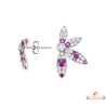 Boucles d'oreilles en argent 925/°° motif demi fleur en oxyde de zirconium avec points roses - Carla Nogueres Garantie 2 ans