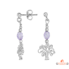 Boucles d'oreilles pendantes en argent 925/°° motif arbre de vie avec pierre violine Swarovski - Carla Nogueres Garantie 2 ans