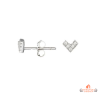 Boucles d'oreilles en argent 925/°° motif V Carla Nogueres, fermoir papillons, garantie 2 ans