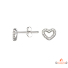 Boucles d'oreilles en argent 925/°° motif cœur en oxyde de zirconium Carla Nogueres, fermoir papillons, garantie 2 ans