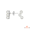 Boucles d'oreilles en argent 925/°° Carla Nogueres avec trois perles d'imitation, fermoir papillons, garantie 2 ans