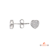 Boucles d'oreilles en argent 925/°° motif cœur en oxyde de zirconium Carla Nogueres, fermoir papillons, garantie 2 ans