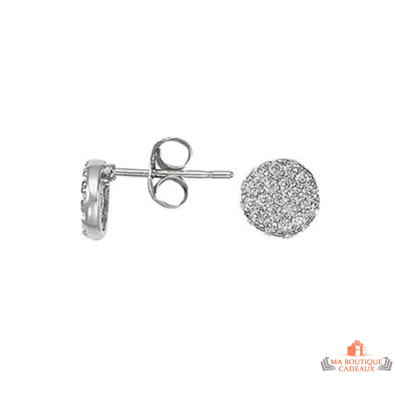 Boucles d'oreilles en argent 925/°° Carla Nogueres avec oxyde de zirconium, fermoir papillons, garantie 2 ans