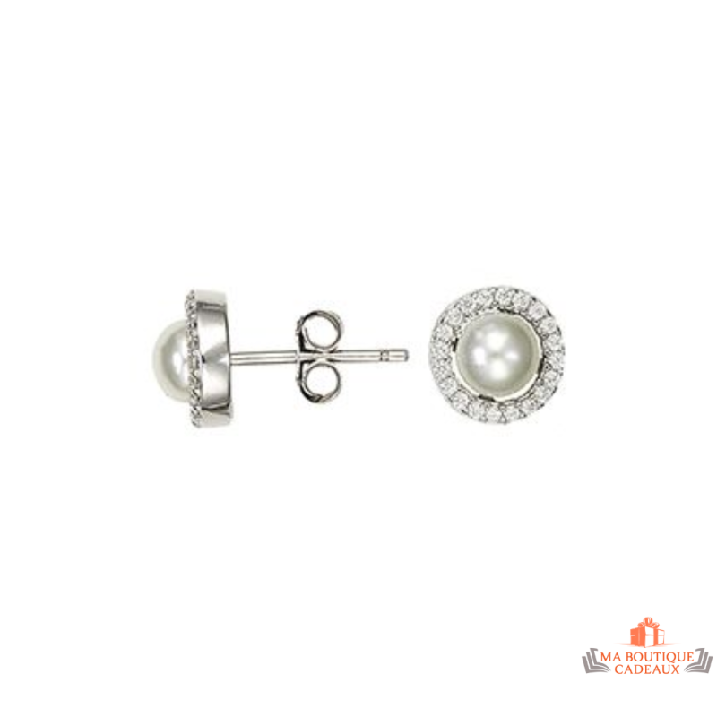 Boucles d'Oreilles Perle blanche Carla Nogueres Garantie 2 ans