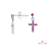 Boucles d'Oreilles Croix Fuchsia Carla Nogueres Garantie 2 ans