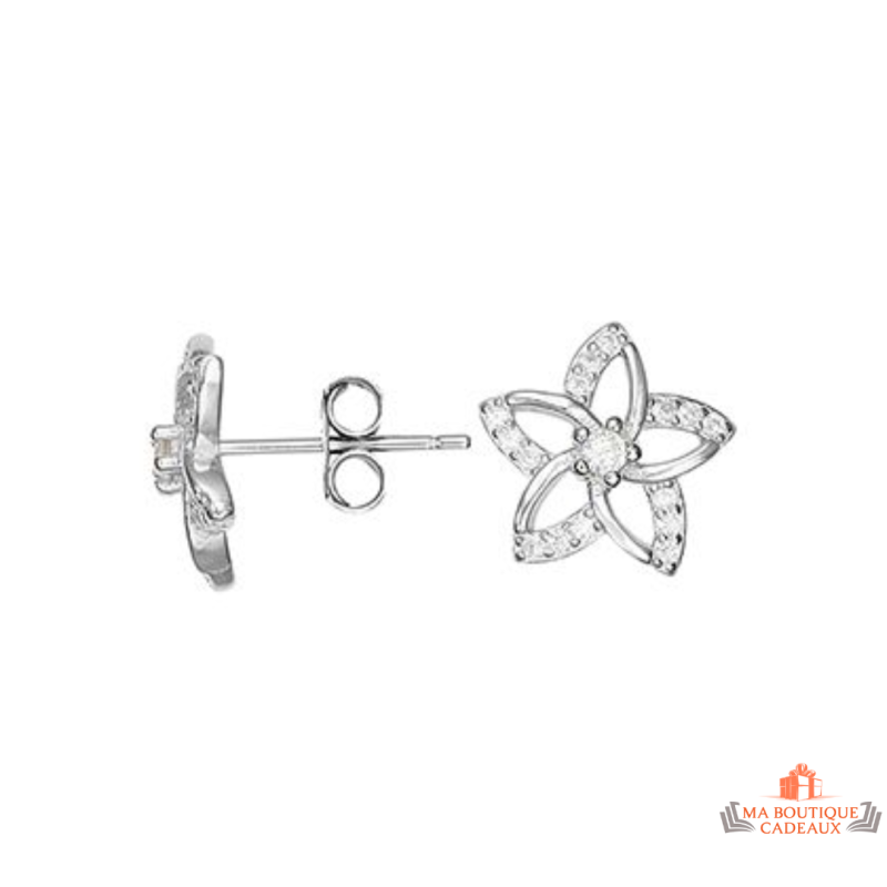 Boucles d'oreilles en argent 925/°° Carla Nogueres avec étoile en zirconium, garantie 2 ans.