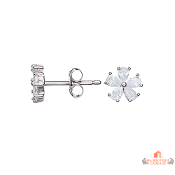 Boucles d'oreilles en argent 925/°° Carla Nogueres avec fleur en zirconium, garantie 2 ans.