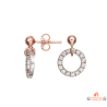 Boucles d'oreilles en argent rosé 925/°° Carla Nogueres avec cercle en zirconium, garantie 2 ans.