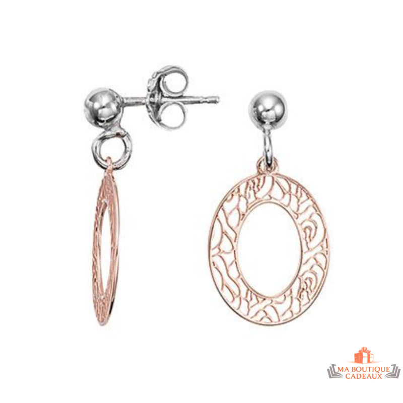 Boucles d'oreilles en argent rosé 925/°° Carla Nogueres avec cercle, garantie 2 ans.
