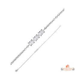 Bracelet en argent 925/°° avec trois pierres en oxyde de zirconium, Carla Nogueres, Garantie 2 ans