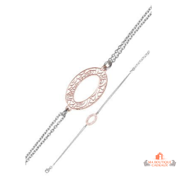 Bracelet en argent 925/°° avec anneau argent rosé, Carla Nogueres, Garantie 2 ans