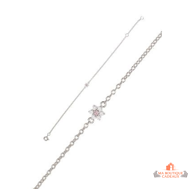 Bracelet en argent 925/°° avec motif fleur en oxyde de zirconium, Carla Nogueres, Garantie 2 ans