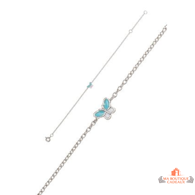 Bracelet en argent 925/°° avec motif papillon, Carla Nogueres, Garantie 2 ans