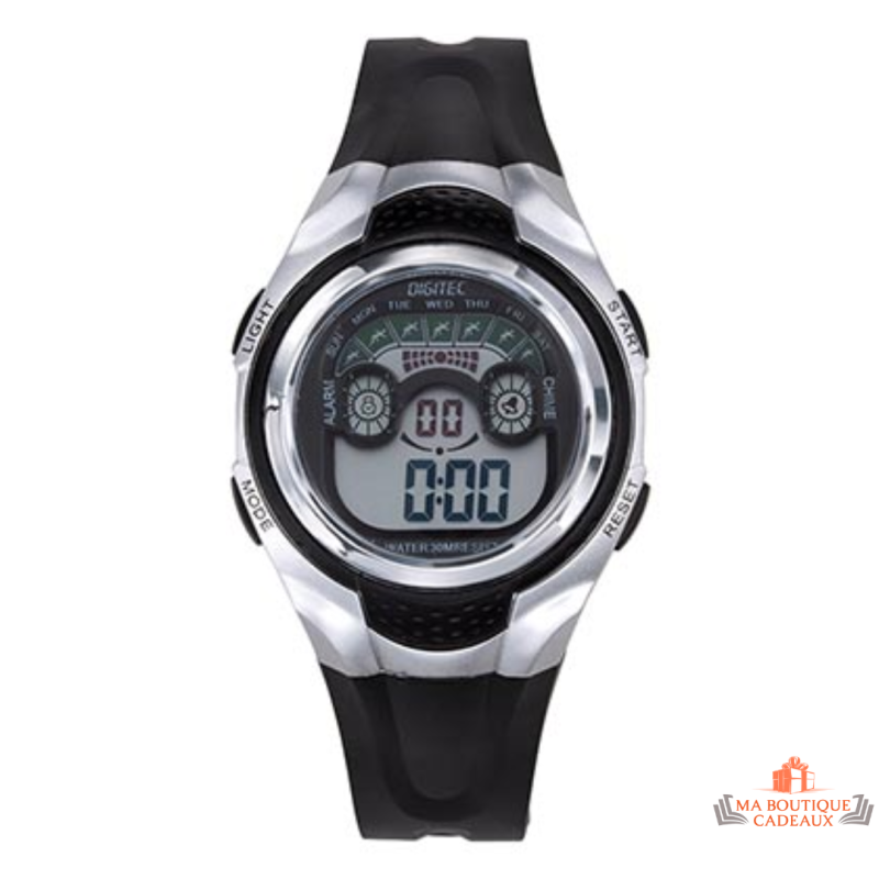 Montre Enfant LCD Inotime - Bracelet Plastique Noir - Sport - Garantie 2 ans