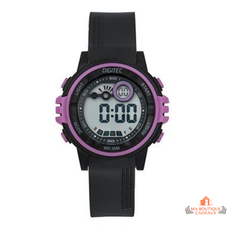 Montre Femme LCD Inotime - Bracelet Plastique Noir - Garantie 2 ans