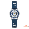 Montre Enfant Inotime - Bracelet Synthétique Bleu Foncé avec Cœurs Blancs - Garantie 2 ans