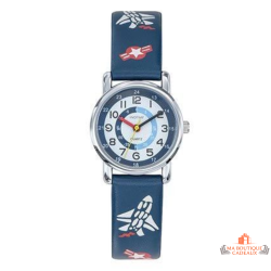 Montre Enfant Inotime - Apprentissage de l'Heure - Bracelet Fusée Bleu Foncé - Garantie 2 Ans