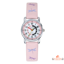 Montre Enfant Inotime - Apprentissage de l'Heure - Bracelet Libellule Rose Clair - Garantie 2 Ans