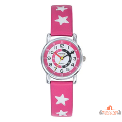 Montre Enfant Inotime - Apprentissage de l'Heure - Bracelet Étoile Rose Foncé - Garantie 2 Ans