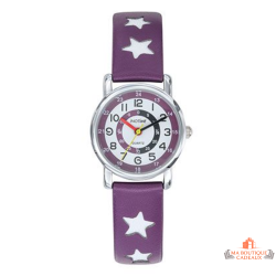 Montre Enfant Inotime - Apprentissage de l'Heure - Bracelet Étoile Violet Foncé - Garantie 2 Ans