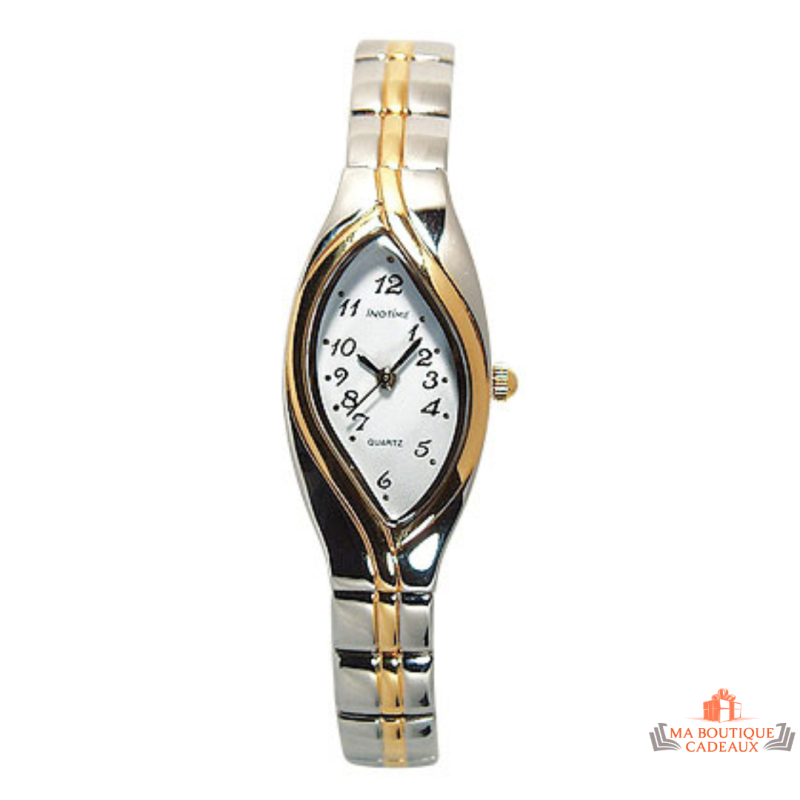 Montre Femme Inotime - Élégance Métallique - Bracelet Bicolore Chromé/Doré - Garantie 2 Ans