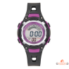 Montre enfant Inotime LCD avec bracelet noir, cadran digital noir, boîte violette, garantie 2 ans.