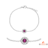 Bracelet Carla Nogueres en argent 925/°° avec motif soleil et pierre fuchsia, garanti 2 ans.