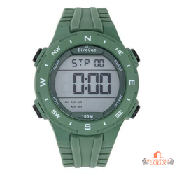 Montre Homme LCD Bivouac (Inotime) avec Bracelet Vert Foncé - Garantie 2 ans