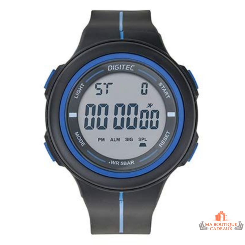 Montre Homme LCD Digitec (Inotime) avec Bracelet Plastique Noir - Garantie 2 ans