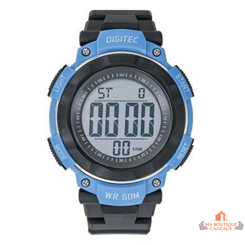 Montre Homme LCD Digitec (Inotime) avec Bracelet Plastique Noir - Garantie 2 ans